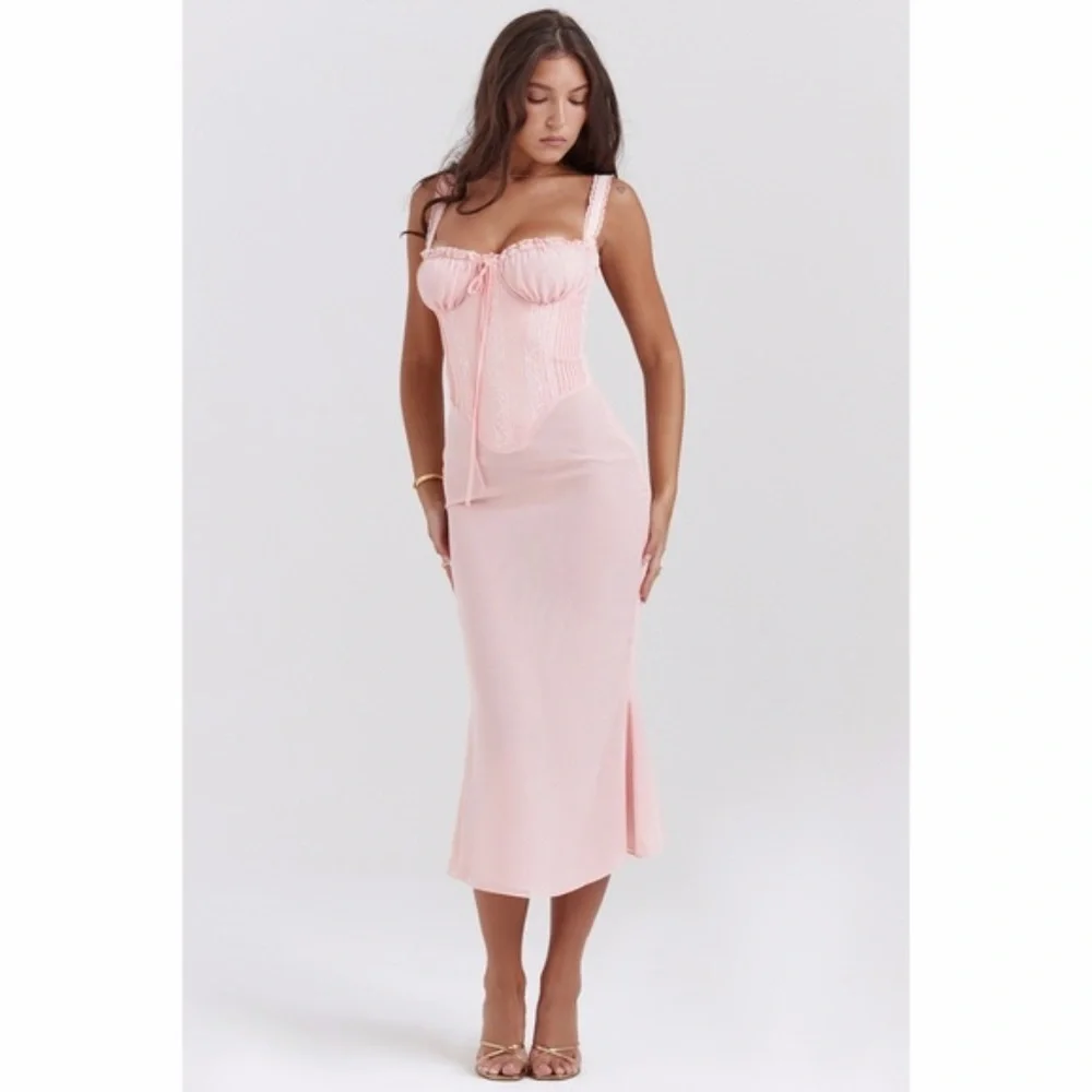 NEW House of CB Syrah Dress Soft Peach XS - Picture 9 of 17